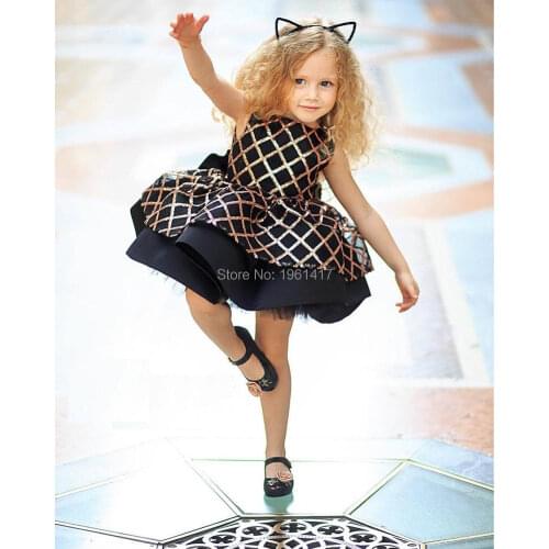 Childrens dress Baby Princess Lace Dress Girls Plaid Ball Gown For festival Kid Knee-Length dress AG0086