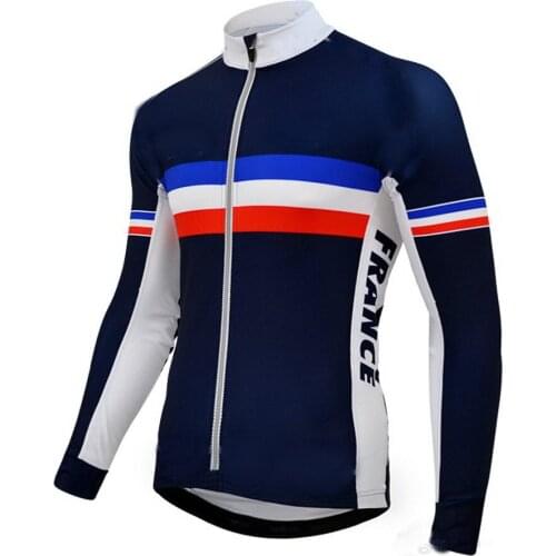 Spring Summer Long Cycling Jerseys 2016 FRANCE NATIONAL Team BLUE Mtb Long Sleeve Men Bike Wear Cycling Clothing