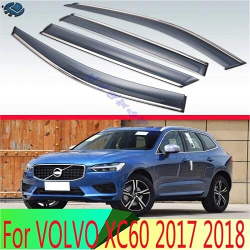 For VOLVO XC60 2017 2018 Plastic Exterior Visor Vent Shades Window Sun Rain Guard Deflector 4pcs