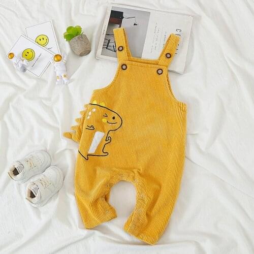 Baby Jeans Overalls Dinosaur Brown 3D Print Jumpsuit for Children Boys Autumn Winter Clothes Girls Casual Pant