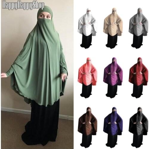 Ethnic Muslim Prayer Garment Women Hijab Abaya Islamic Clothing Head Cover Burqa Niqab Arab Long Khimar Tops Big Shawls Ramadan