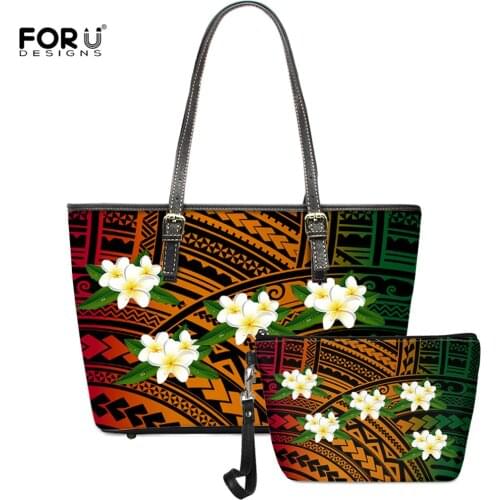 FORUDESIGNS Gradient Style Traditonal African Flower Polynesian Plumeria Frangipani Floral Women Handbags Luxury Messenger Bags