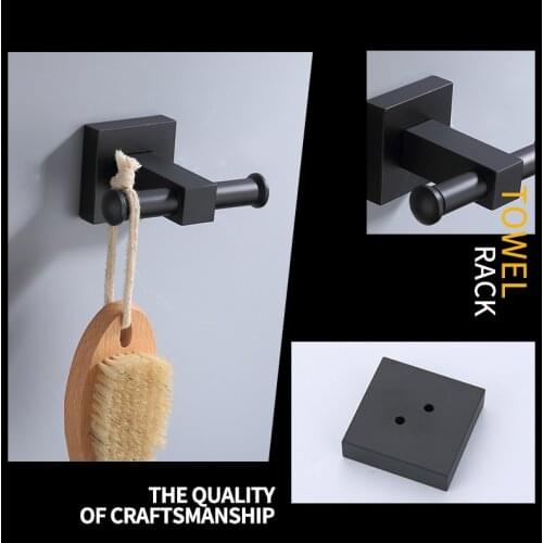 Bathroom Hardware Black Hooks for Kitchen Hanger Space Aluminum Wall Hook Towel Hook Robe Keys Coat Hook