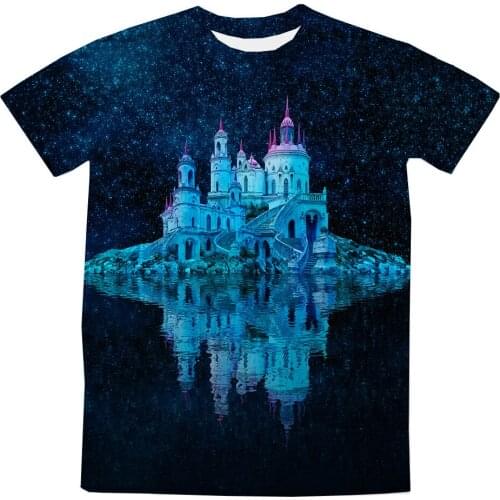 REAL American US SIZE Galaxy Queen Castle Sublimation Printing Plus Size 3XL 4XL 5XL 6XL Top T-Shirt