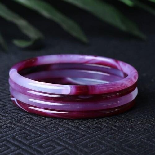 Fine jewelry Natural Ice purple Agate Narrow Bracelet #Round clause Primary Chalcedony Bracelet bangle