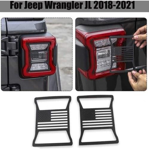 Left & Right Car Rear Taillights Light Guard Tail Light Protector Lamp Hoods For Jeep Wrangler JL 2018-2021 Aluminum Black