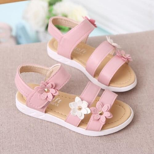 Sweet Girls Sandals Toddler Kids Baby Girls Flower Rubber Sandals Non-Slip Shoes Cross Sandals Summer Baby Princess Shoes Sale