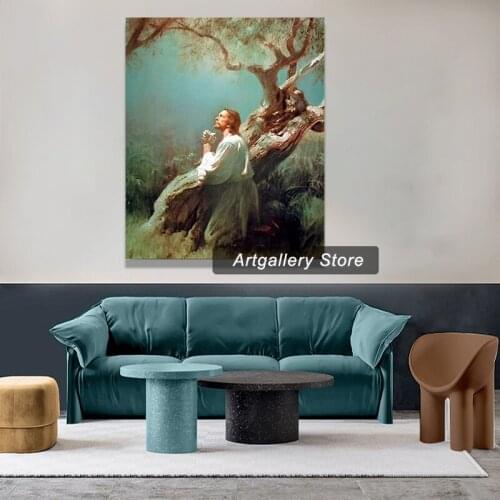 Jesus Christ Praying at Gethsemane Picture Art Print Poster Modular Canvas Pictures