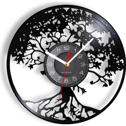 Tree Of Life Vinyl LP Record Wall Clock The Trees Reach The Sky Home Decor Cletic Disks Hanging Crafts Quartz Spiritual Gifts