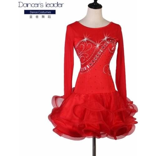 2020 New Adult kids junior latin dress salsa tango dresss Rhinestones Costume Stage dress custom singer stage dress