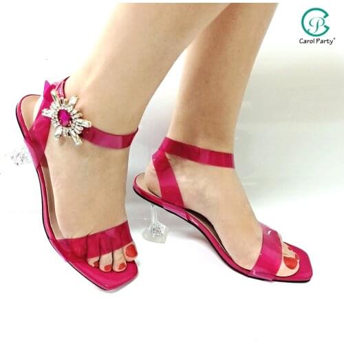 Nigerian 2021 New Arrival Italian Design Fashion Unique Style Party Wedding Concise Ladies Shoes in Fuchsia Color
