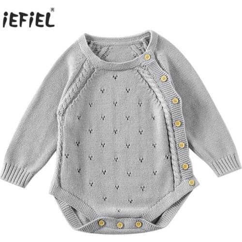 Newborn Baby Girls and Boys Romper Fall Winter Warm Soft Long Sleeves Knitted Baby Clothes Infant Jumpsuit Toddler Sweater