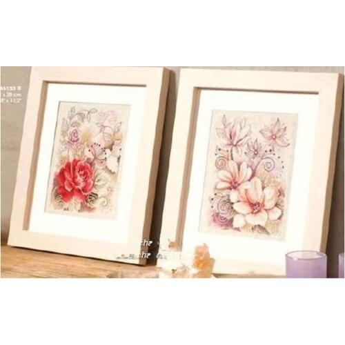 Embroidery Package Cross Stitch Kits Unopen New Luxurious Total 2 Pieces Flowers DIY Handicraft Embroidery Kit Free shipping