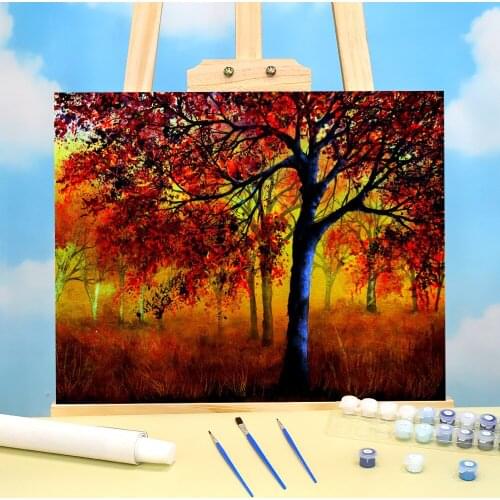 Natural Scenery Autumn Fire DIY Painting By Numbers Package Oil Paints 40*50 Canvas Pictures Decorative Handicraft