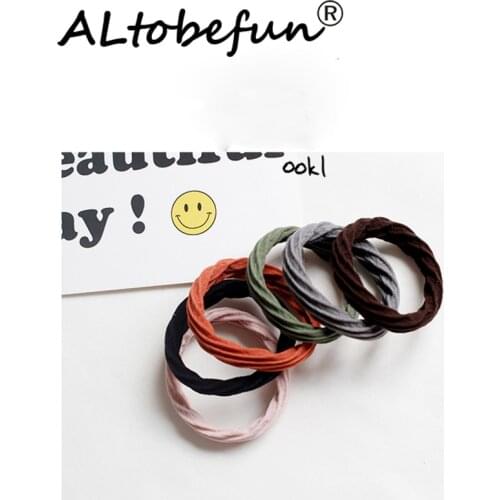 ALTOBEFUN Womens Fashion Hair Ring Ladies Simple Solid Color Hair Rope Female Hair Care Elastic No Trace Thick Rope TC049