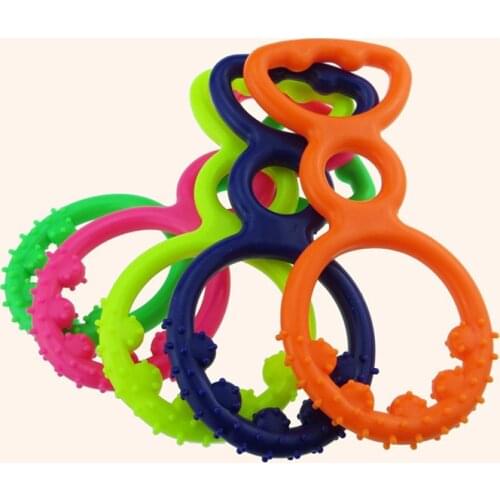 Rubber Pet Toy Strong Bite-Resistant Dog Bone Rubber Pet Dog Toy Cleaning Chewing Training Pull Ring Interactive Chew Toy