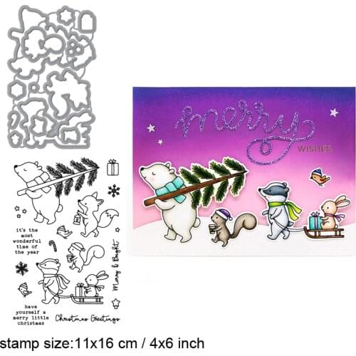 Christmas is Coming Clear Stamps With Metal Cutting dies for DIY Scrapbooking Paper Cards Silicone Transparent Stempels Seal Ne