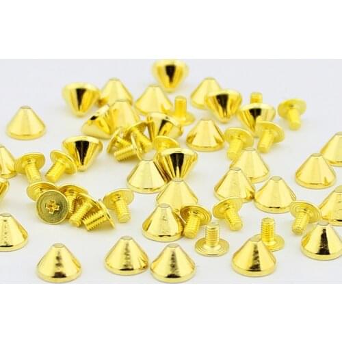 50sets 9x6mm Golden Bucket Bullet Rivets For Leather Studs and Spikes Punk Rock Clothes Garment Rivets Remaches Para Cuero