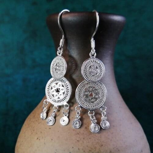 Bastiee Gourd Shape 999 Sterling Silver Drop Bohemian Earrings For Women Accessories Dangle Earings Luxury Jewelry Handmade