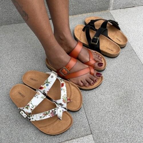 Plus Size Summer Women Sandals Cork Beach PU Leather Woman Shoes Platform Soft Bottom Comfort Solid Ladies Slides Footwear