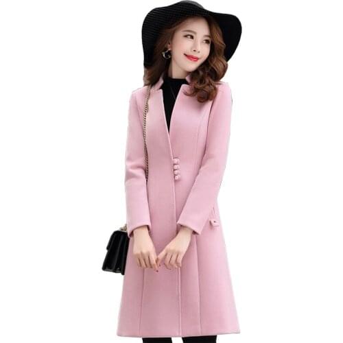 Elegant Woolen Coat Jacket 2020 Winter New Women Unique Chic Button Slim Stand Collar Woolen Outerwear Overcoat Casaco Feminino