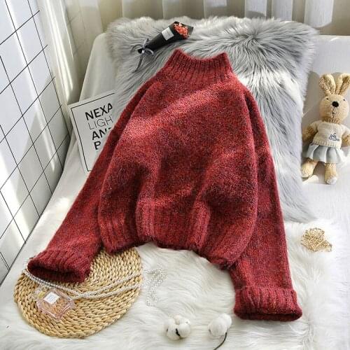 2020 Winter New Turtleneck Women Sweater Pullovers Flare Sleeved Solid Loose Thicken Warm Female Outwear Coats Tops