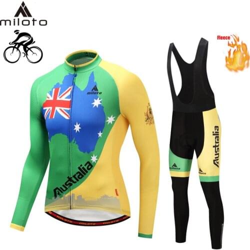 MILOTO Winter Cycling Clothing Long Thermal Fleece Cycling Suits 2019 Men Bike Warm Pants Maillot Mtb Hombre Cycling Wear