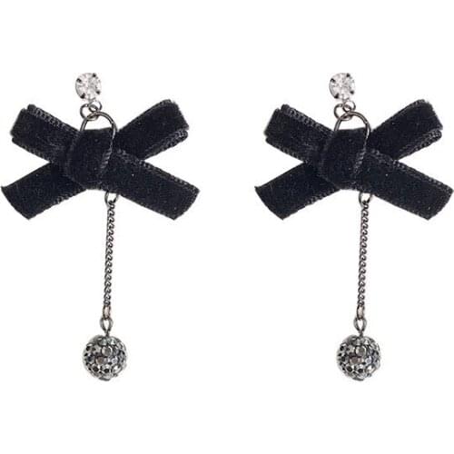 10 pair / lot Costume Jewelry accessories black metal velvet knot earrings