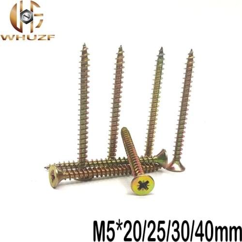 100PCS M5*20/25/30/40mm Color zinc plus hard Wood screw phillips head tapping screws furniture wood screws fast coarse teeth