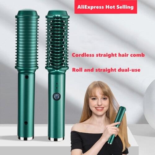 2021 Nwe Dual-purpose Electric Hairdressing Comb UBS Hair Brush Wireless Hair Straightener Straightening Brush Volumizer Comb