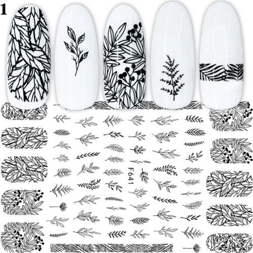 Heart Leaf Design 3D Nail Sticker Cool English Letter Stickers For Nails Foils Manicure Nails Accessories Girl Face Sliders Tips