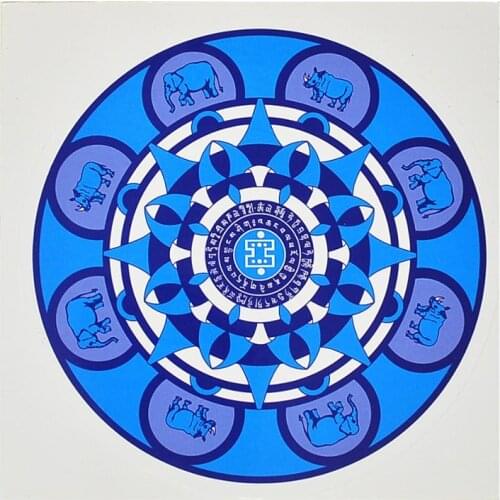 5Pcs Anti Burglary & Violence Window Wall Sticker - Blue Elephant and Rhinoceros W4281