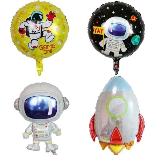 50pcs Rocket Astros Balloon Birthday Astronaut Spaceship Aluminum Film Cartoon Sci Fi Space Anime Theme Party Decoration balloon