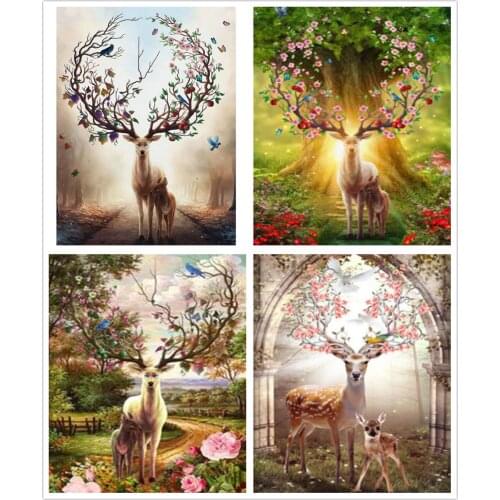 5D DIY Diamond Painting Forest Elk Crystal Embroidery Animal Cross Stitch Kit Needlework Mosaic Painting Home Decor Gift