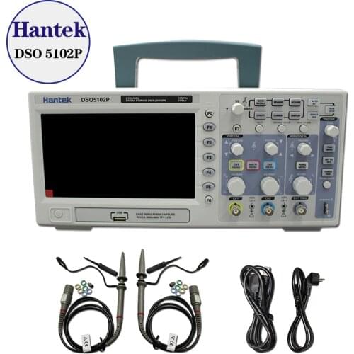 Hantek DSO5102P Digital Oscilloscope 100MHz 2Channels 1GSa/s Real Time sample rate USB host and device connectivity 7 Inch