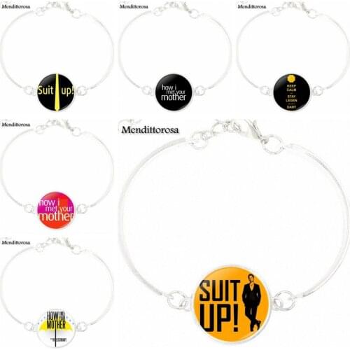 How I Met Your Mother Umbrella Yellow For Girls Gift Silver Bracelet Bangles Personality Glass Bracelet Bangle Jewelry