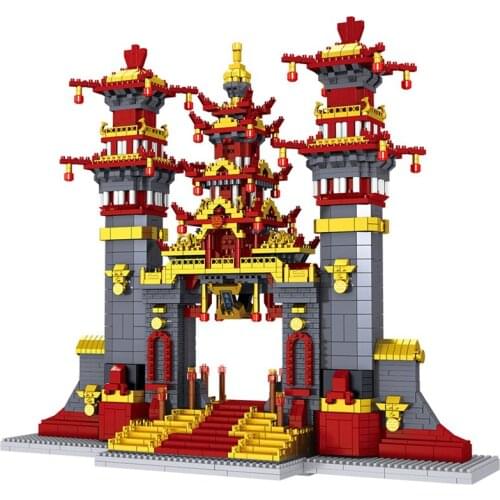 Lezi 8041 World Architecture Journey to the West Nantian Gate DIY Mini Diamond Blocks Bricks Building Toy for Children no Box