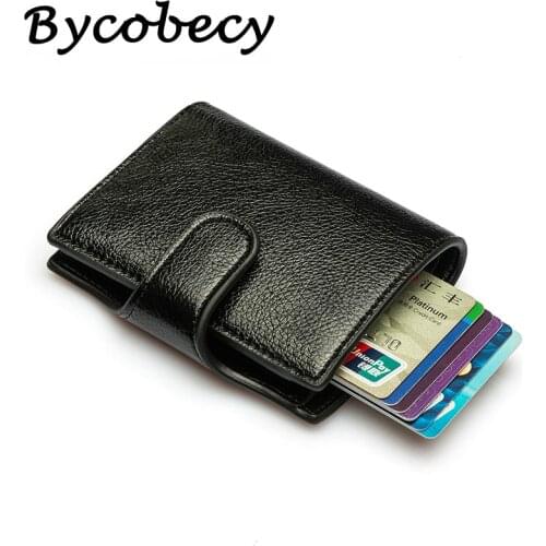 BISI GORO Card Holder 2019 Protector PU Leather Men Wallet Women Smart Slim RFID Ladies Card Case Unisex Fashion Solid Money Bag