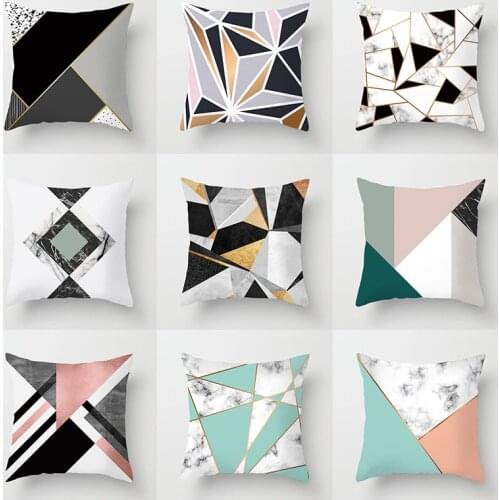 Beautiful geometric figures Marble pattern Colorful art Pillow cover Cushion cover Sofa back cushion cover Home decoration