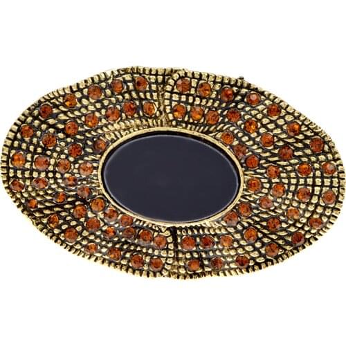 CINDY XIANG Rhinestone And Resin Oval Shape Brooches For Women Men Vintage Geometric Metal Brooch Pins Party Jewelry Accessories