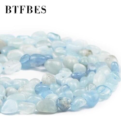 Natural Blue aquamarina Irregular Gravel Stone spacers Smooth Loose beads DIY Charm Bracelet Jewelry making 4~8mm Wholesale