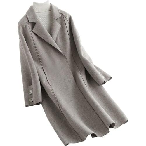 2020 New Fault Code Two-sided Wool Overcoat Woman Long Fund Suit Lead Loose Coat