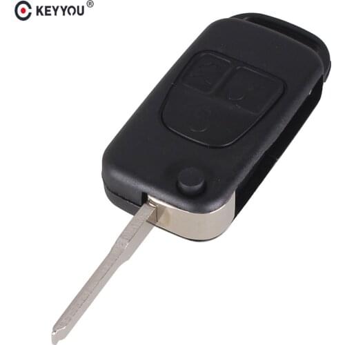 KEYYOU Flip Folding Remote Key Shell With HU64 Blade For Mercedes Benz ML C CL S SL SEL 3 Button Switchblade Auto Key Cover Case