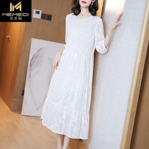 Dresses for Women White Dress Womens Summer Short Sleeve Elegant Dress Chiffon Long Dress Vestido De Mujer Femme Robe