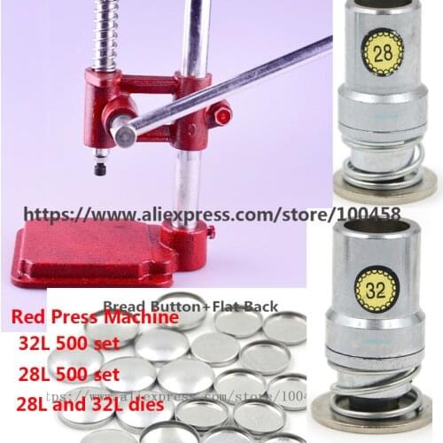 Press Fabric Covered Button Machine/Maker + 28L 32L Fabric Self Cover Button Dies Mold Tools +32L 28L 1000 Set flat Button