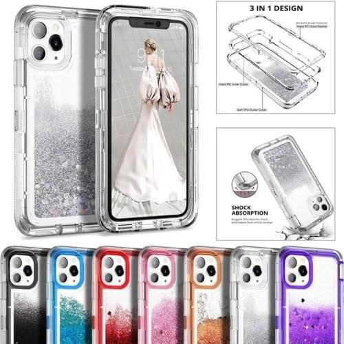 Dynamic Quicksand Shockproof Phone Cases Covers For iPhone 12 11 Pro Max 6 6S 8 7 Plus X XSMax XR XS SE Hybrid 3D Glitter Armor