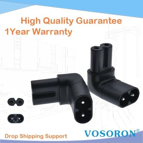 IEC 320 2-Pin C7 Female To C8 Male Right Angled AC Power Adapter Converter