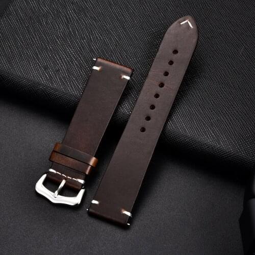 Unique Oil Wax Oily Discoloration Cowhide Leather Watchband 18mm 20mm 22mm 24mm Watch Accessories Straps Genuine Wrist Band