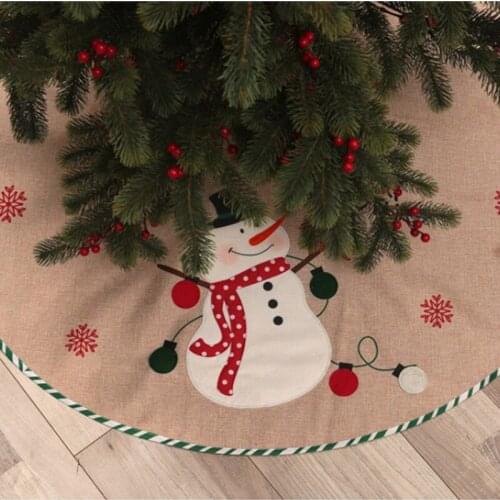 Christmas Decoration Linen Embroidered Tree Skirt Khaki Tree Skirts 2021 New Style Hot Sale Beautiful home cushion