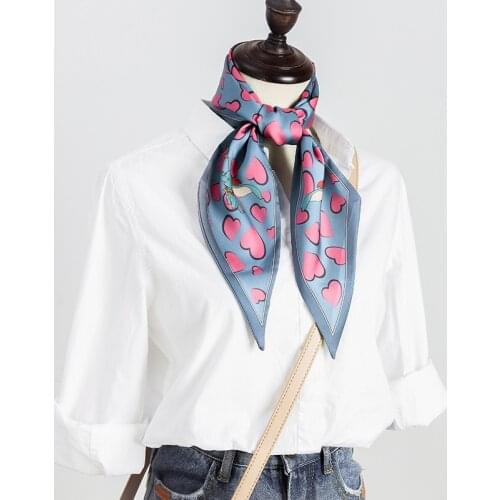 Printed Love Scarf Cute Sweet Little Strip Female Fashion Decoration Professional Small Scarf Female